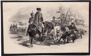[Soldiers on horseback, oxen drivers]